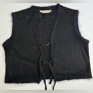 CARRIE FORBES | Leather & Suede Black Vest  Size Small
